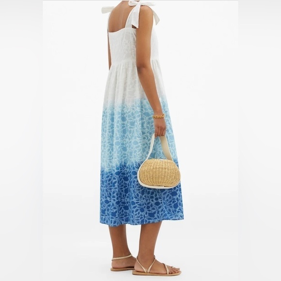 Juliet Dunn's white to blue gradient Shadow Flower-print midi dress NWT - Picture 4 of 10